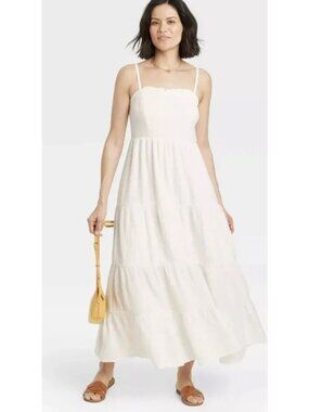 Knox Rose White Tiered Maxi Dress XS Lightweight Summer Coastal Boho Beachy Reso